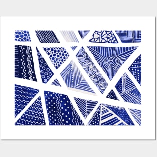 Geometric doodles - blue and white Posters and Art